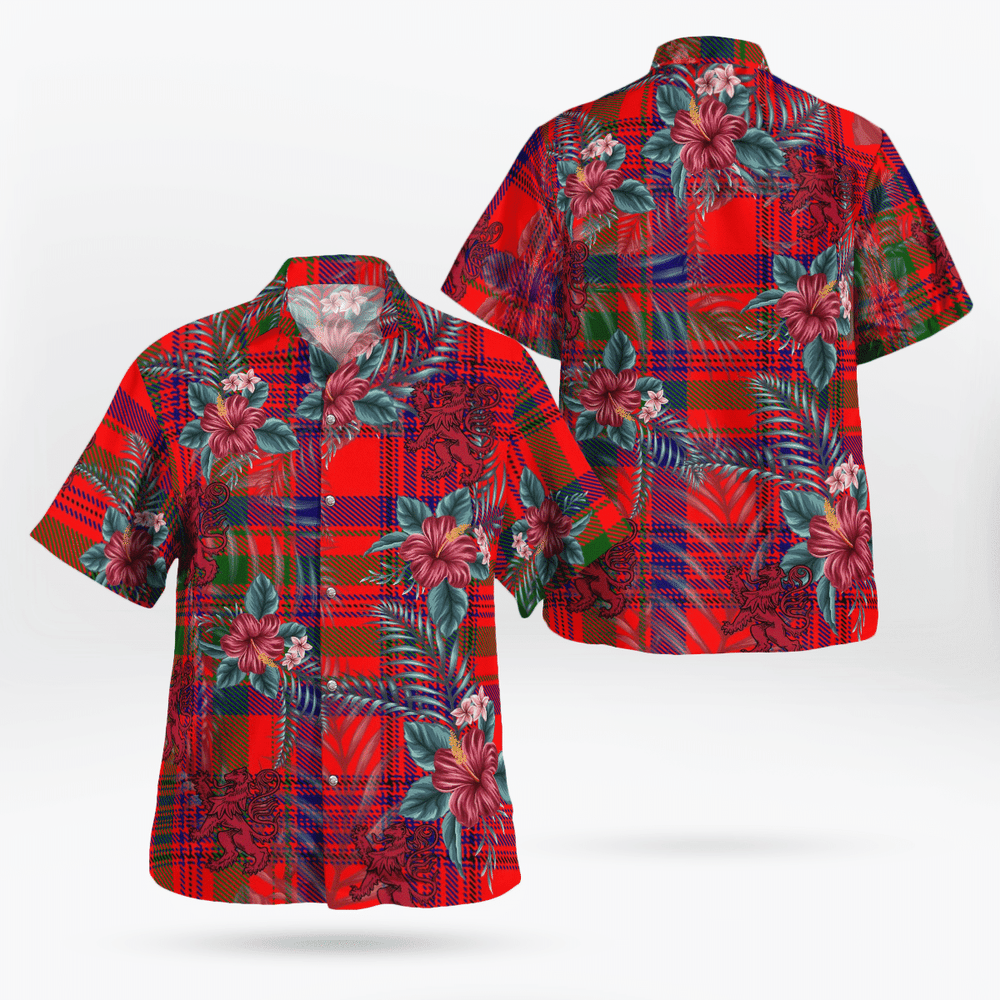 Clan Murray of Tulloch Modern Tartan Scottish Lion Hawaiian Shirt US33 Murray of Tulloch Modern Tartan Tartan Hawaii Shirt
