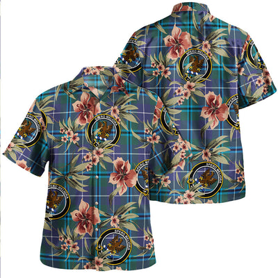 Clan Sandilands Tartan Crest Badge Aloha Hawaiian Shirt Tropical Old Style