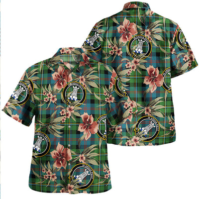 Clan Malcolm Ancient Tartan Crest Badge Aloha Hawaiian Shirt Tropical Old Style