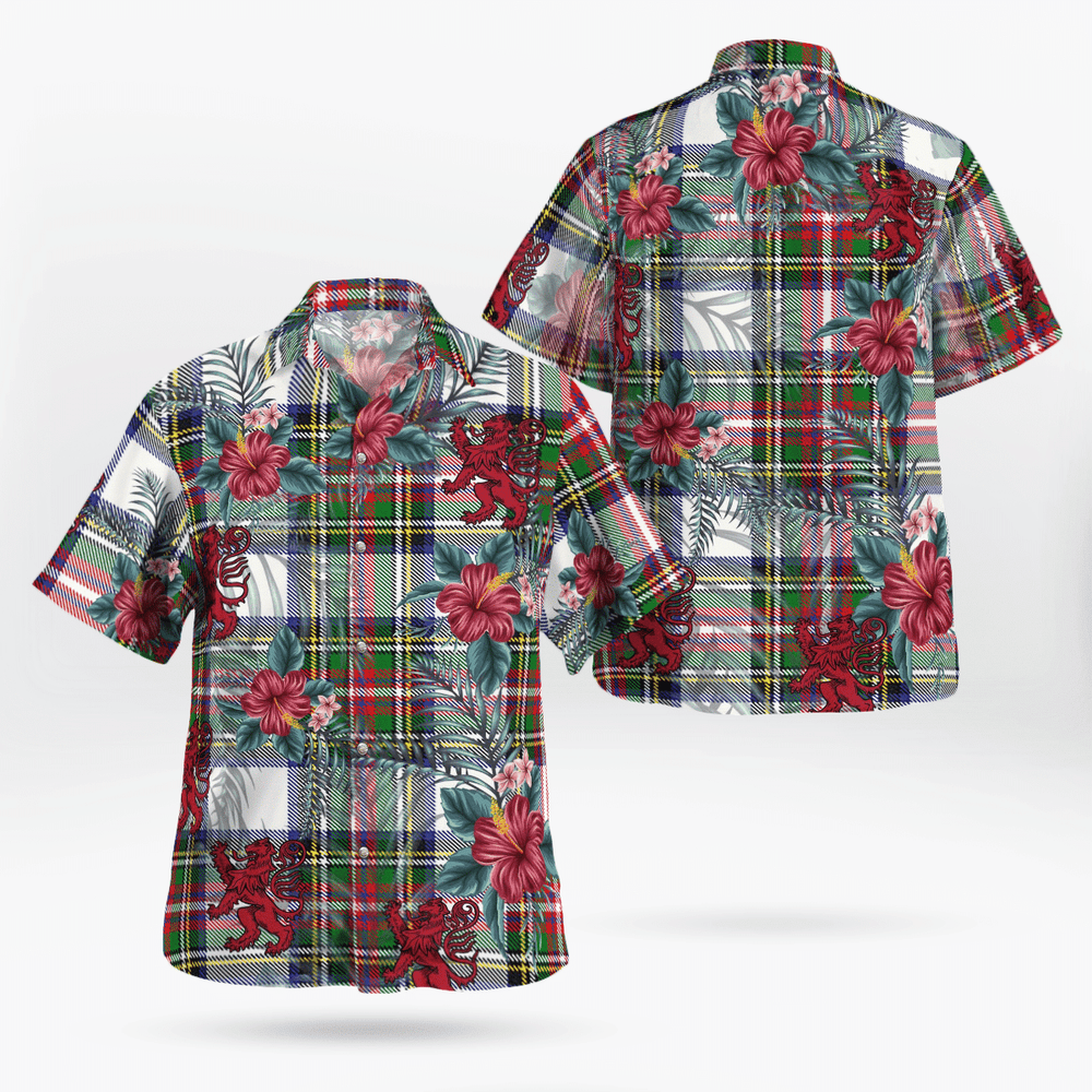 Clan Stewart Dress Modern Tartan Scottish Lion Hawaiian Shirt IJ77 Stewart Dress Modern Tartan Tartan Hawaii Shirt