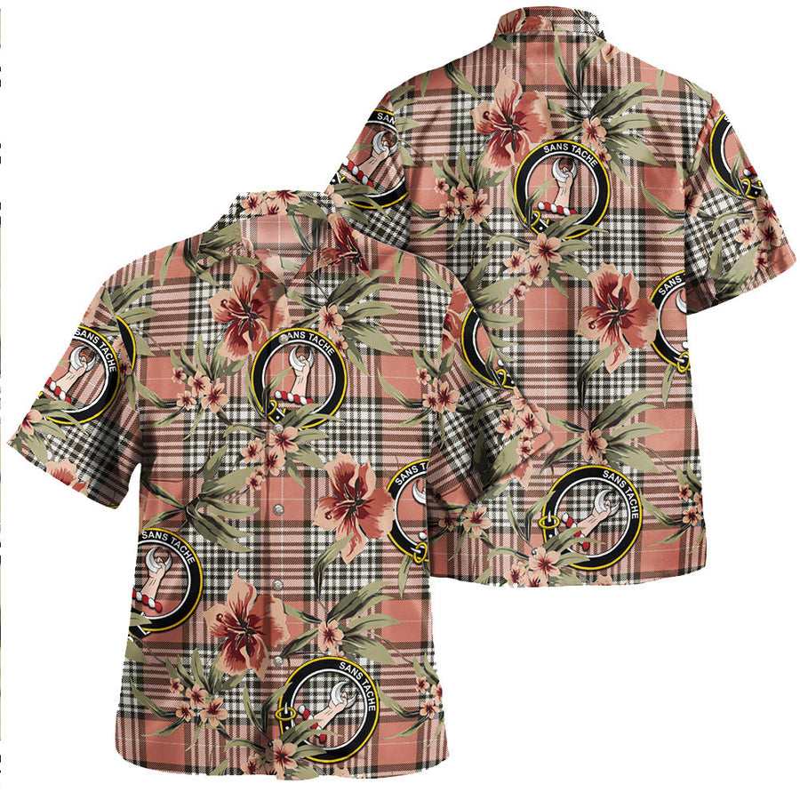 Clan Napier Rose Weathered Tartan Crest Badge Aloha Hawaiian Shirt Tropical Old Style