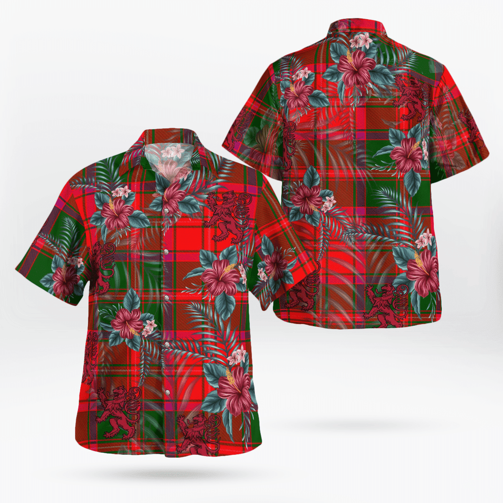Clan Crief District Tartan Scottish Lion Hawaiian Shirt CN12 Crief District Tartan Tartan Hawaii Shirt