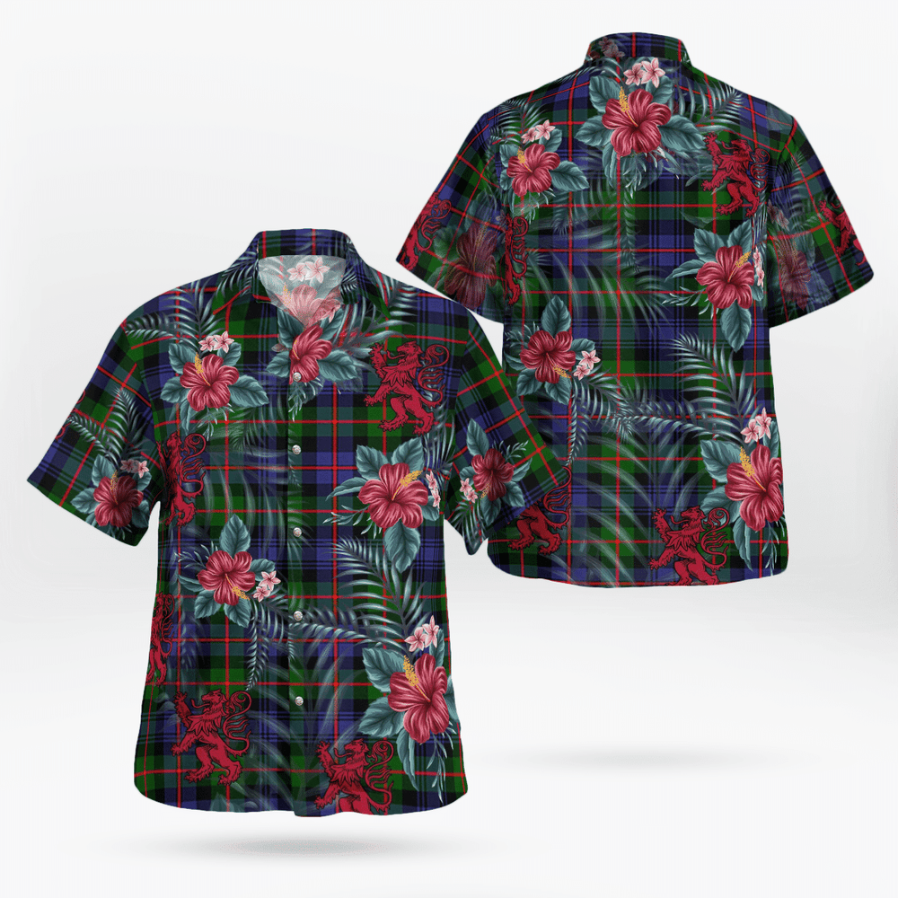 Clan Spalding Murray of Atholl Modern Tartan Scottish Lion Hawaiian Shirt GA69 Spalding Murray of Atholl Modern Tartan Tartan Hawaii Shirt