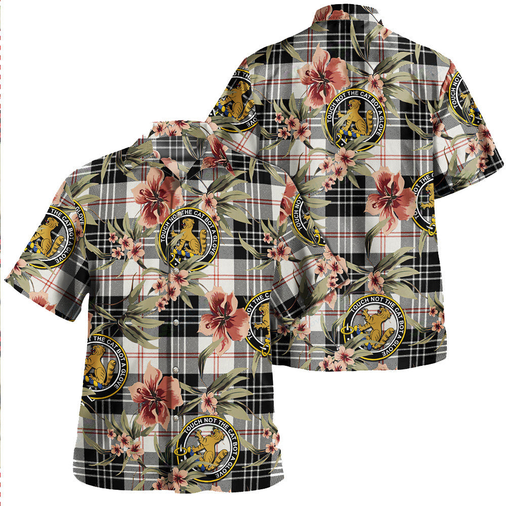 Clan MacPherson of Cluny Black & White Weathered Tartan Crest Badge Aloha Hawaiian Shirt Tropical Old Style VX15 MacPherson of Cluny Black & White Weathered Tartan Tartan Today