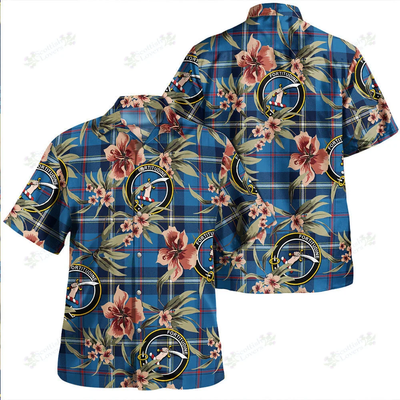 Clan MacRae of America Modern Tartan Crest Badge Aloha Hawaiian Shirt Tropical Old Style QO65