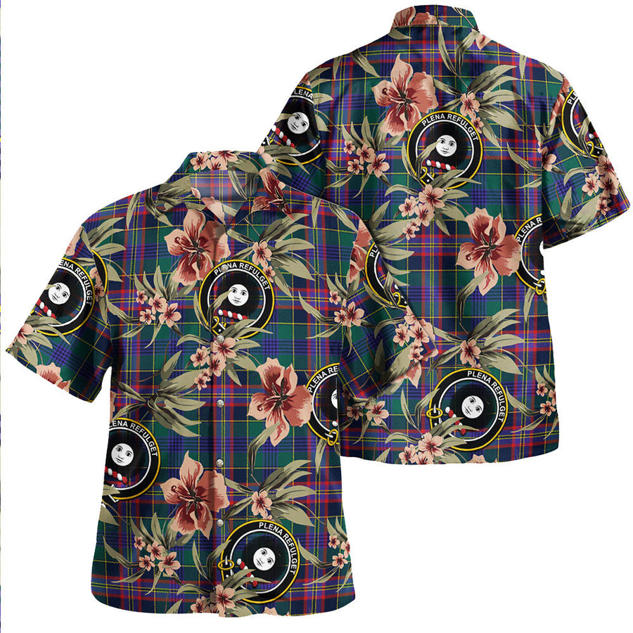 Clan Pitcairn Hunting Modern Tartan Crest Badge Aloha Hawaiian Shirt Tropical Old Style