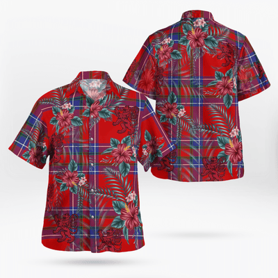 Clan Rait Inverness Tartan Scottish Lion Hawaiian Shirt