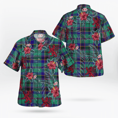 Clan Stevenson Tartan Scottish Lion Hawaiian Shirt