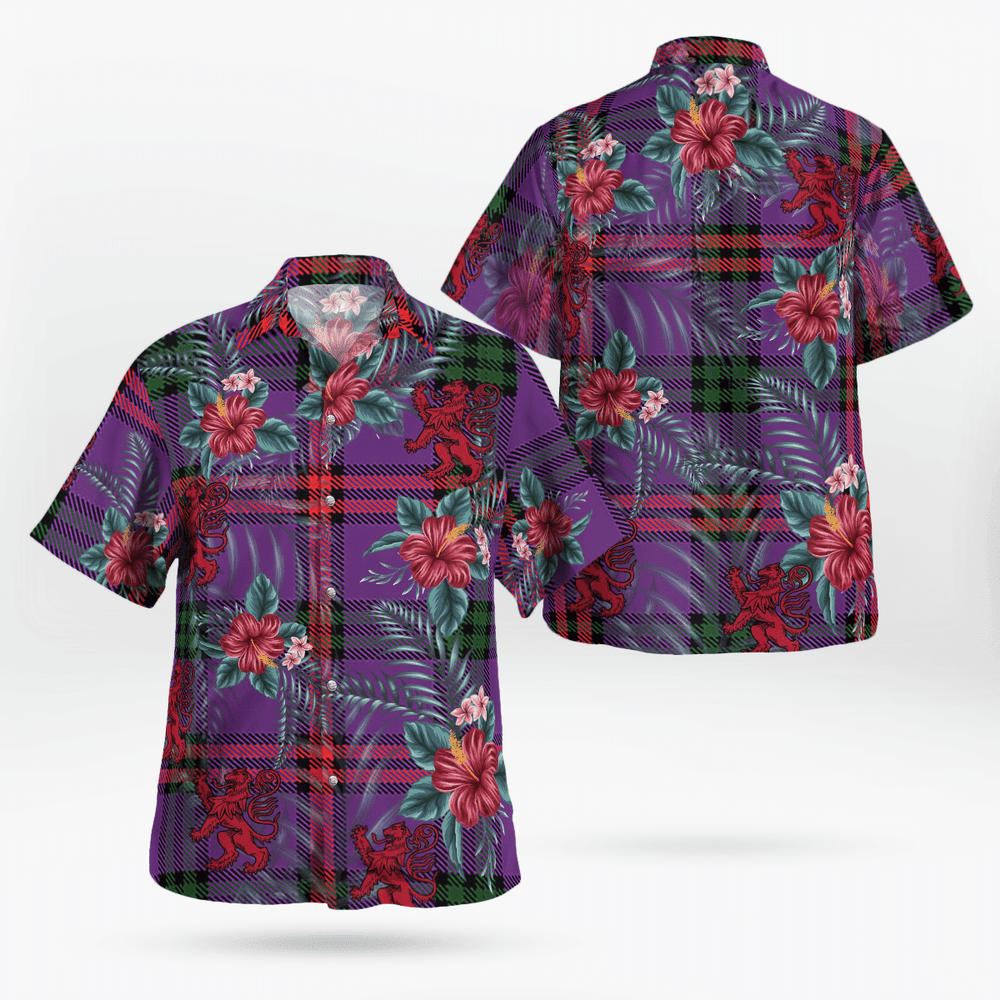 Clan Montgomery Modern Tartan Scottish Lion Hawaiian Shirt CN93 Montgomery Modern Tartan Tartan Hawaii Shirt