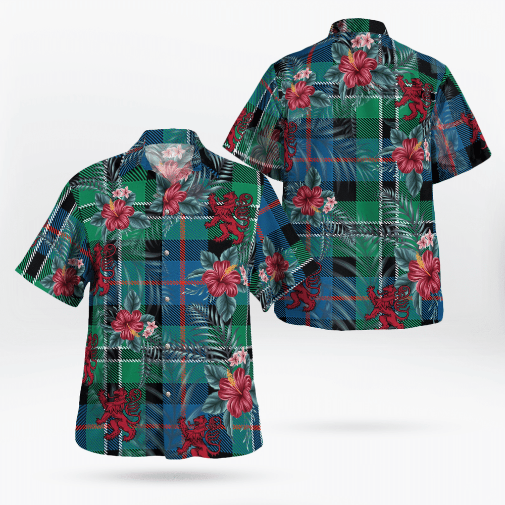 Clan Rose Hunting Ancient Tartan Scottish Lion Hawaiian Shirt VV36 Rose Hunting Ancient Tartan Tartan Hawaii Shirt