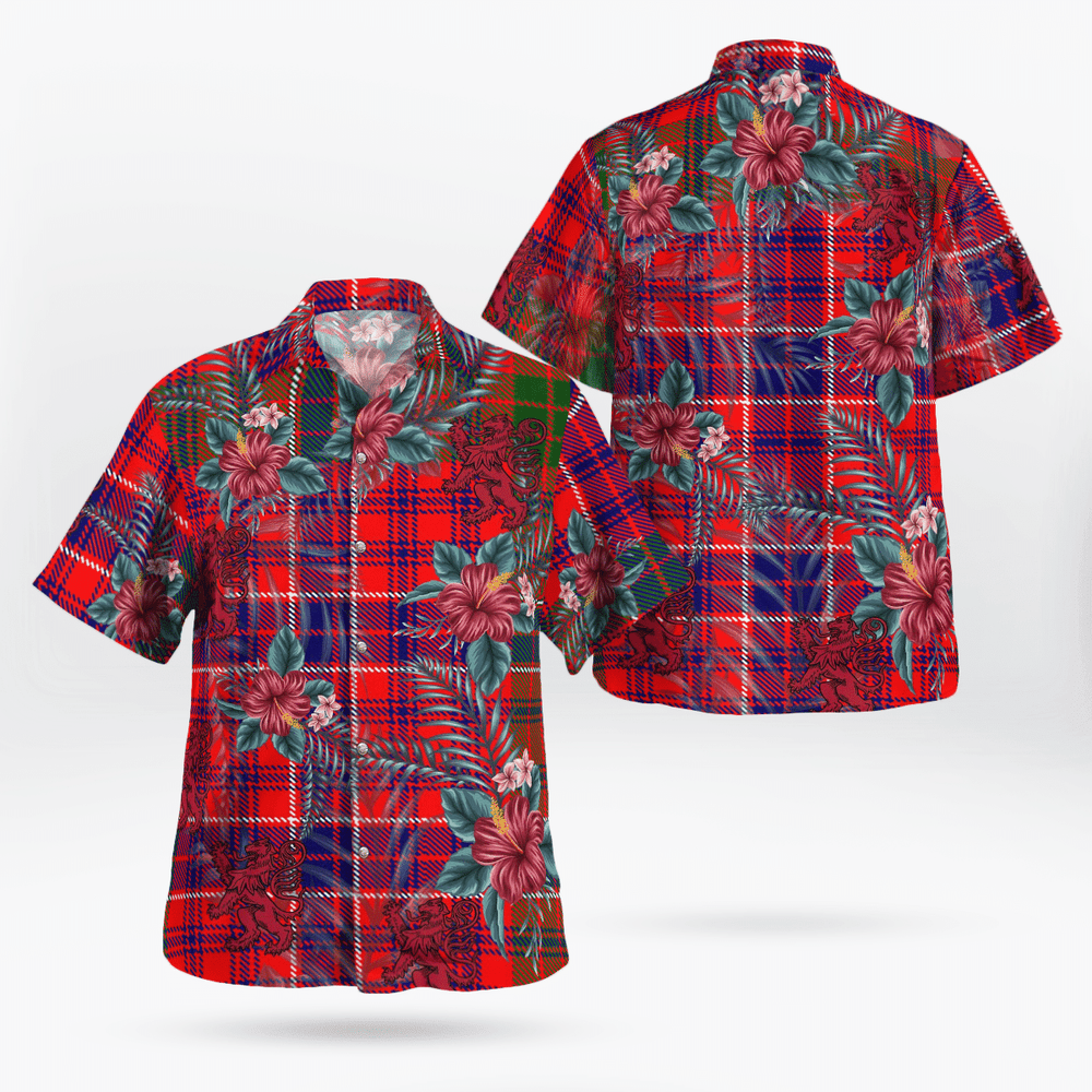 Clan MacRae Modern Tartan Scottish Lion Hawaiian Shirt MN98 MacRae Modern Tartan Tartan Hawaii Shirt