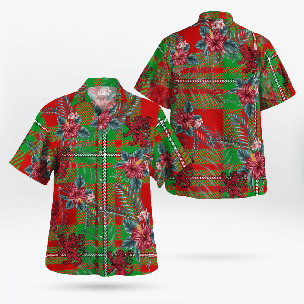 Clan MacGregor Modern Tartan Scottish Lion Hawaiian Shirt YI78 MacGregor Modern Tartan Tartan Hawaii Shirt