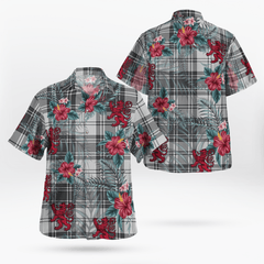 Clan Douglas Grey Modern Tartan Scottish Lion Hawaiian Shirt BI17 Douglas Grey Modern Tartan Tartan Hawaii Shirt