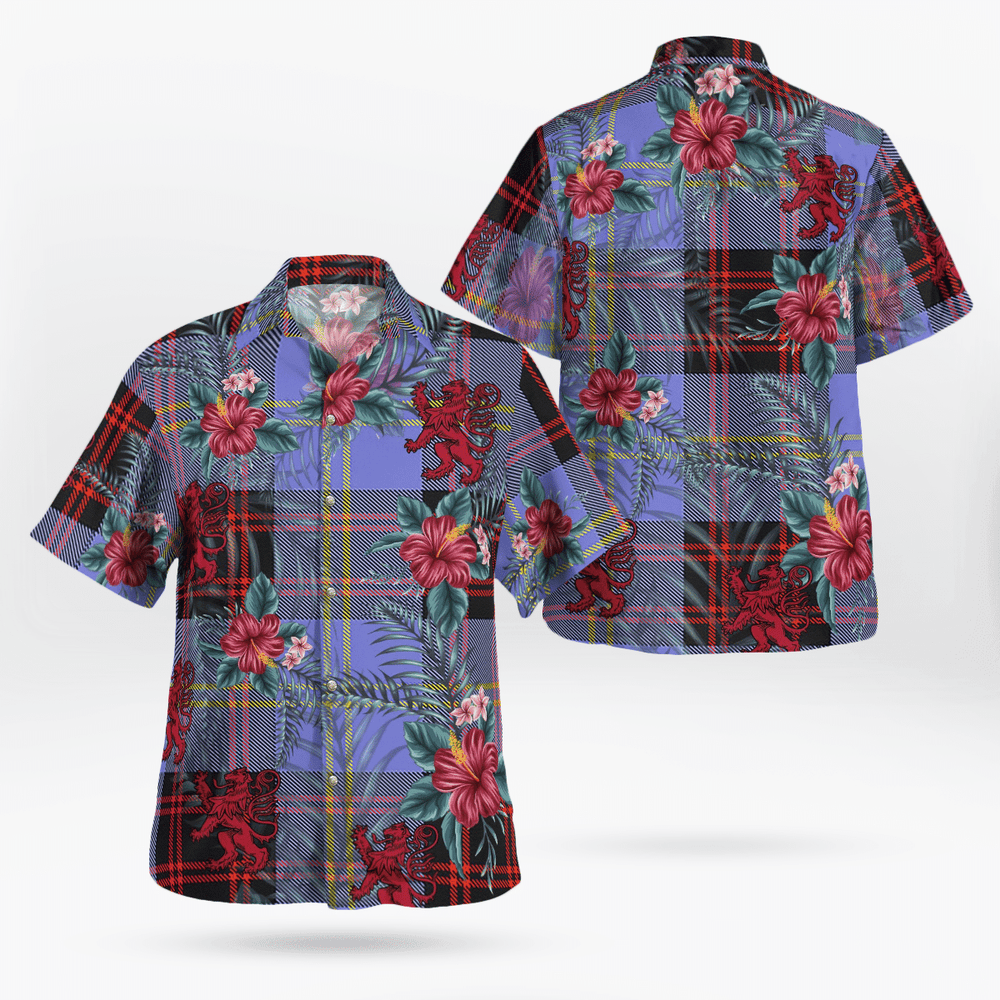 Clan Clan Rutherford Tartan Scottish Lion Hawaiian Shirt VZ66 Rutherford Tartan Tartan Hawaii Shirt