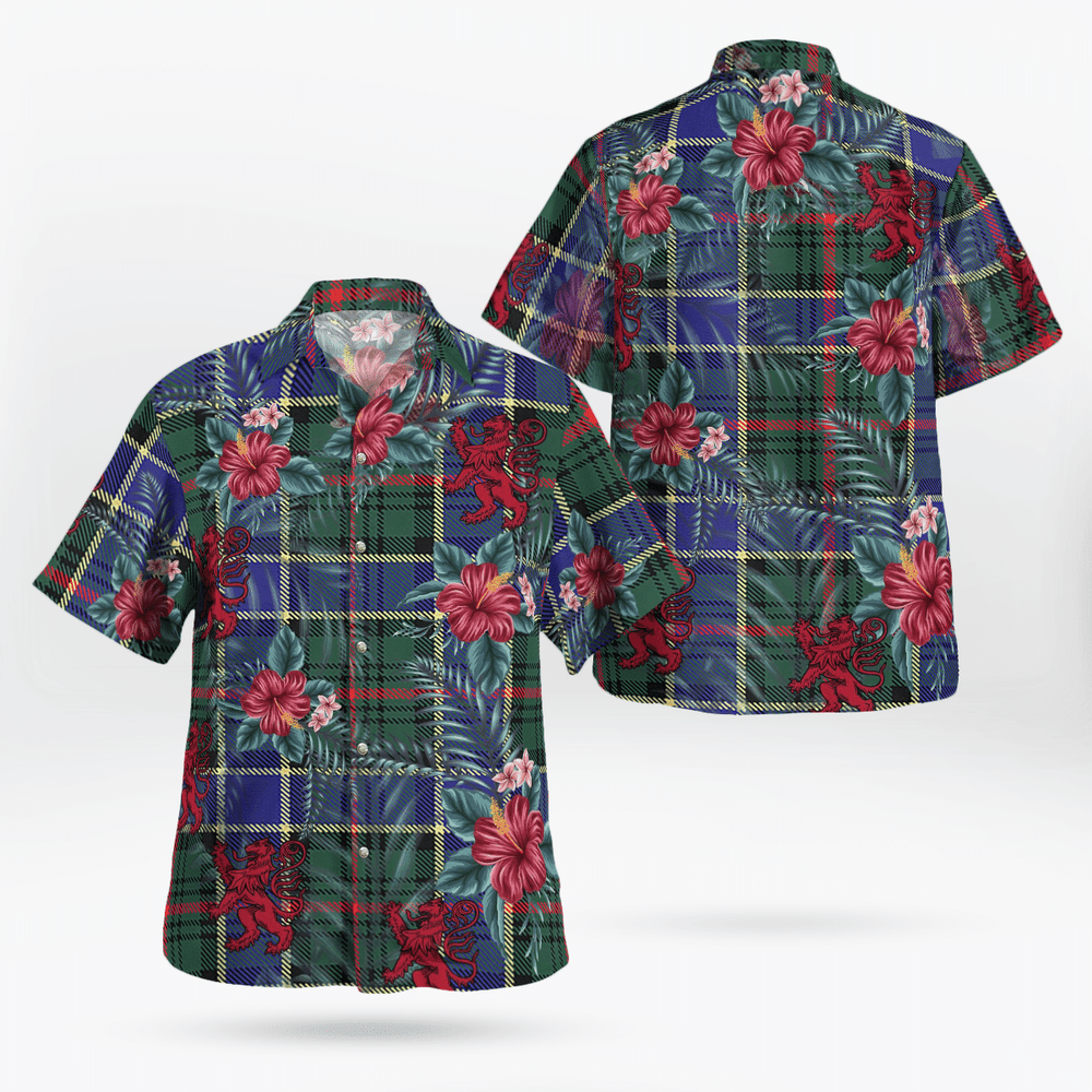 Clan Ogilvie Hunting Modern Tartan Scottish Lion Hawaiian Shirt TX57 Ogilvie Hunting Modern Tartan Tartan Hawaii Shirt