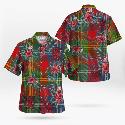 Clan Forrester Tartan Scottish Lion Hawaiian Shirt