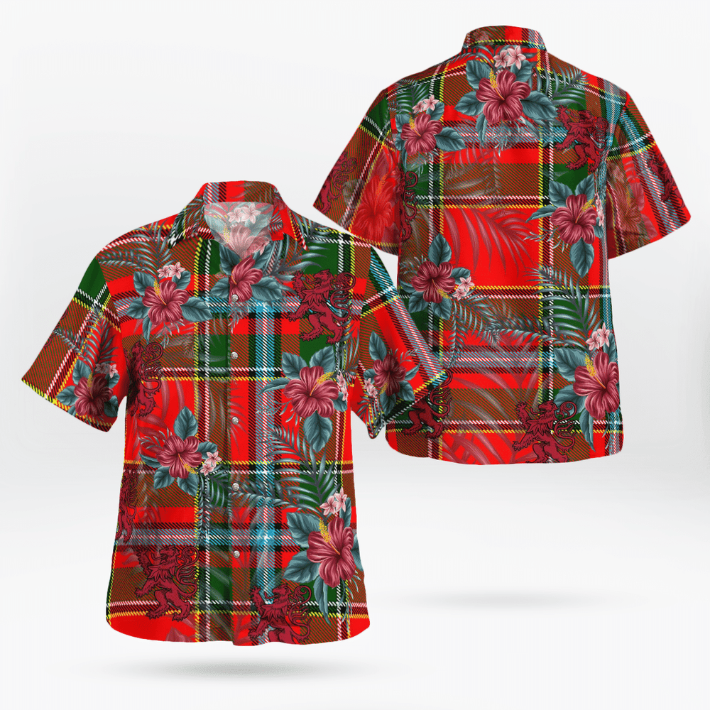 Clan Drummond of Perth Tartan Scottish Lion Hawaiian Shirt GZ20 Drummond of Perth Tartan Tartan Hawaii Shirt
