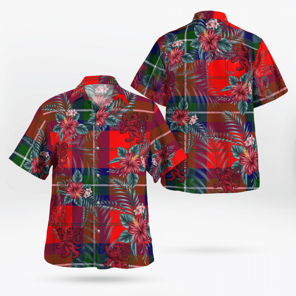Clan Ruthven Modern Tartan Scottish Lion Hawaiian Shirt QJ48 Ruthven Modern Tartan Tartan Hawaii Shirt