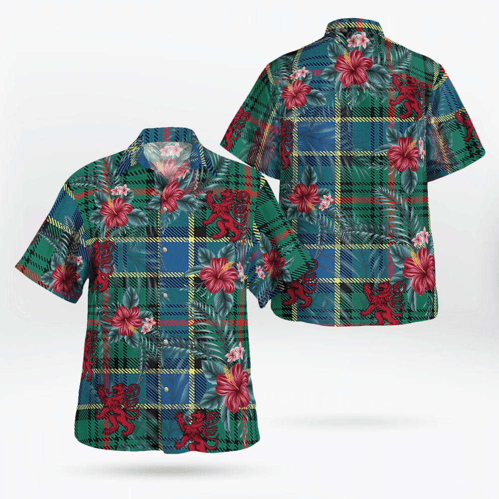 Clan Ogilvie Hunting Ancient Tartan Scottish Lion Hawaiian Shirt YN25 Ogilvie Hunting Ancient Tartan Tartan Hawaii Shirt