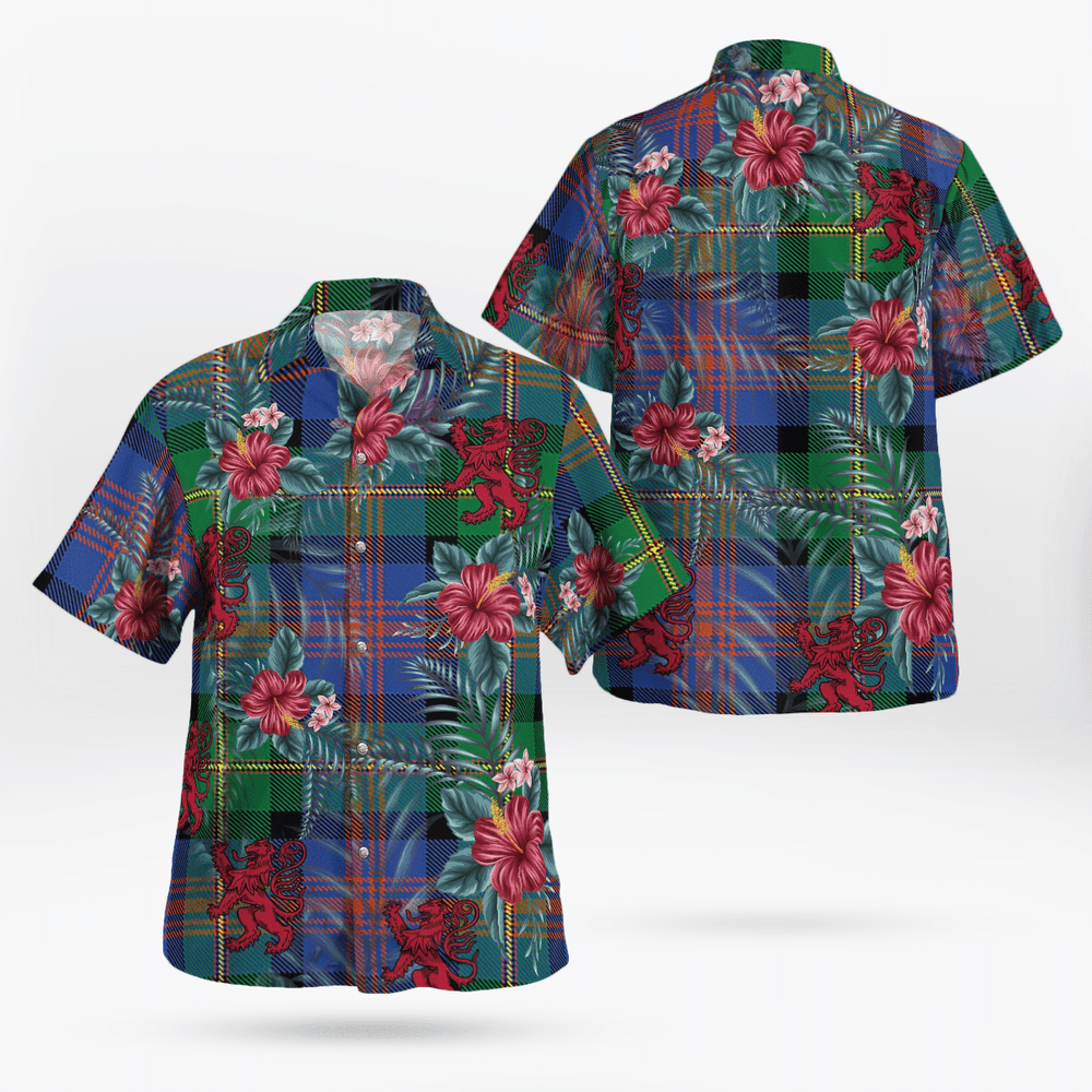 Clan Logan Ancient Tartan Scottish Lion Hawaiian Shirt OM71 Logan Ancient Tartan Tartan Hawaii Shirt