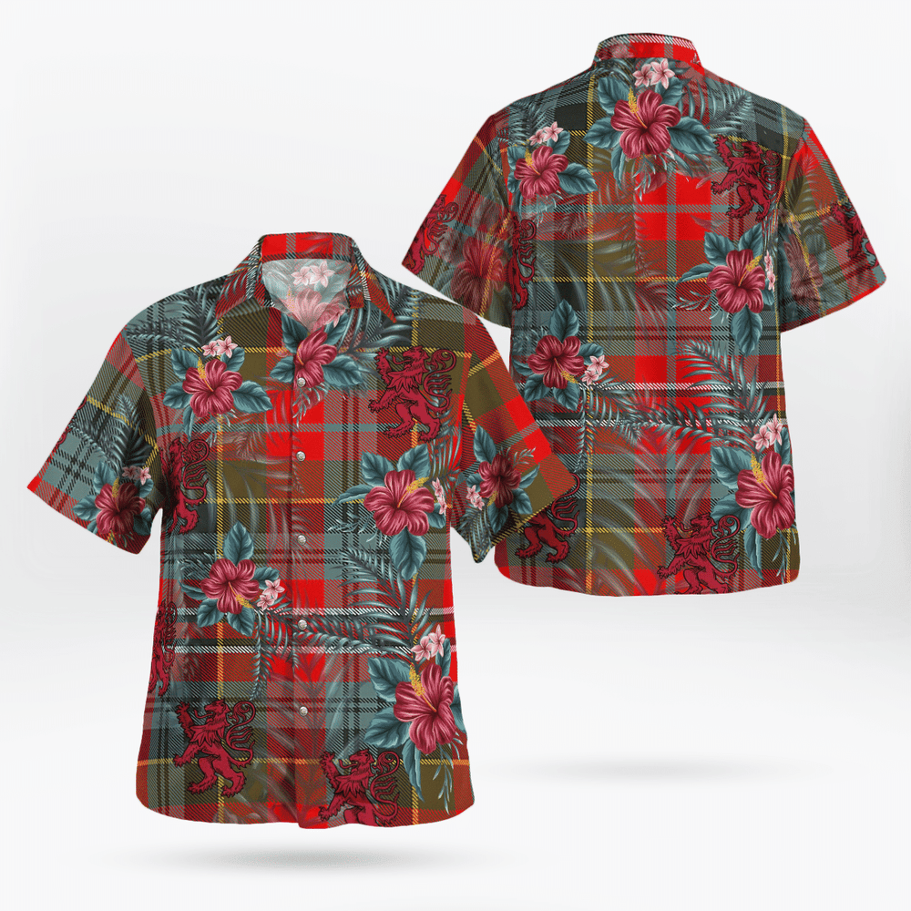 Clan MacPherson Weathered Tartan Scottish Lion Hawaiian Shirt AB36 MacPherson Weathered Tartan Tartan Hawaii Shirt