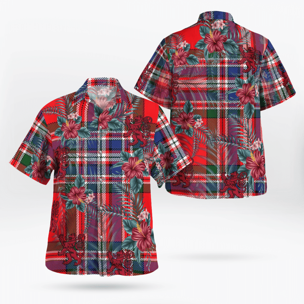 Clan MacFarlane Modern Tartan Scottish Lion Hawaiian Shirt AN66 MacFarlane Modern Tartan Tartan Hawaii Shirt