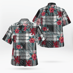 Clan MacFarlane Black & White Ancient Tartan Scottish Lion Hawaiian Shirt UX78 MacFarlane Black & White Ancient Tartan Tartan Hawaii Shirt