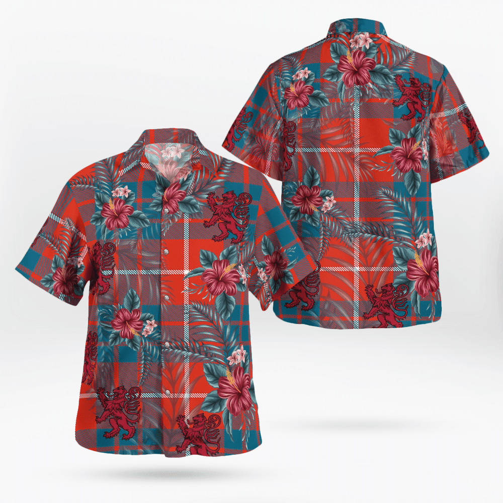 Clan Hamilton Ancient Tartan Scottish Lion Hawaiian Shirt EK38 Hamilton Ancient Tartan Tartan Hawaii Shirt