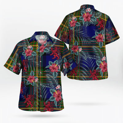 Clan Muir Tartan Scottish Lion Hawaiian Shirt