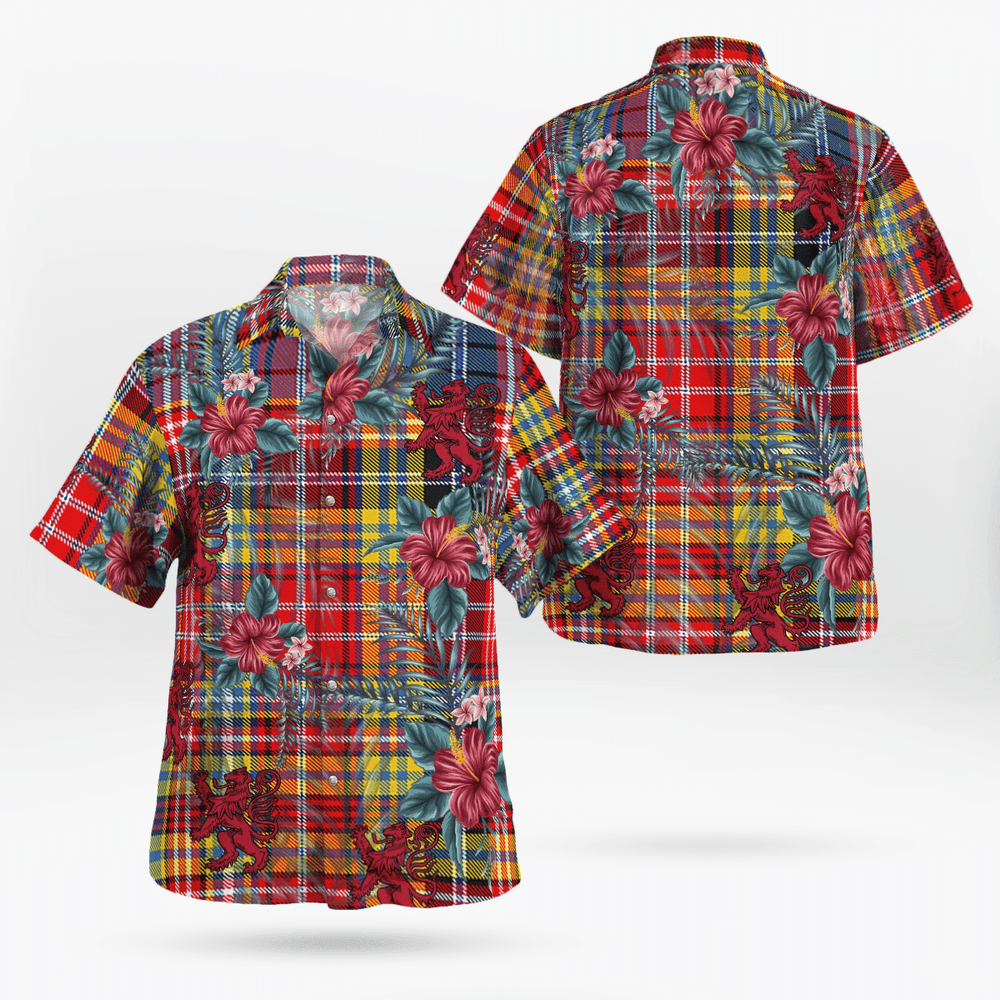 Clan Clan Drummond of Strathallan Tartan Scottish Lion Hawaiian Shirt RU75 Drummond of Strathallan Tartan Tartan Hawaii Shirt