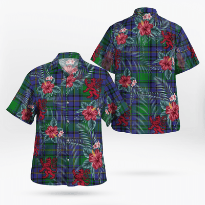 Clan Hope Tartan Scottish Lion Hawaiian Shirt