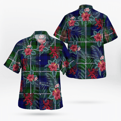 Clan Meldrum Forbes Tartan Scottish Lion Hawaiian Shirt