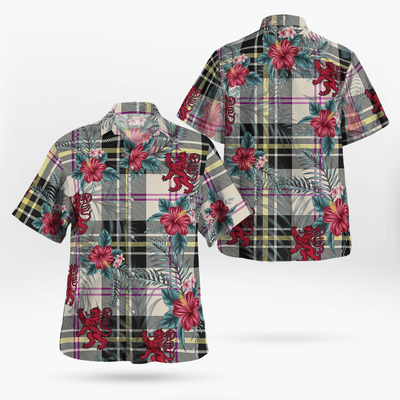 Clan MacPherson Dress Ancient Tartan Scottish Lion Hawaiian Shirt GY62