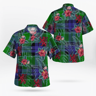 Clan Haldane 2 Tartan Scottish Lion Hawaiian Shirt