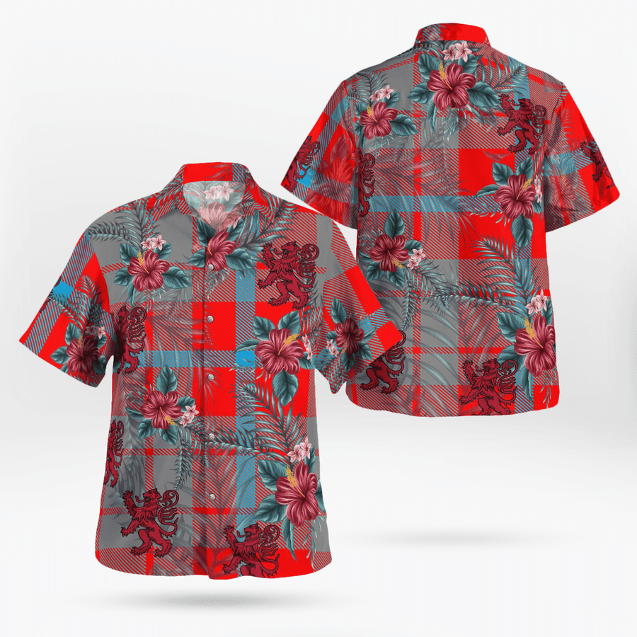 Clan Moubray Tartan Scottish Lion Hawaiian Shirt PL38 Moubray Tartan Tartan Hawaii Shirt