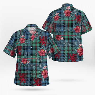 Clan MacKinlay Ancient Tartan Scottish Lion Hawaiian Shirt