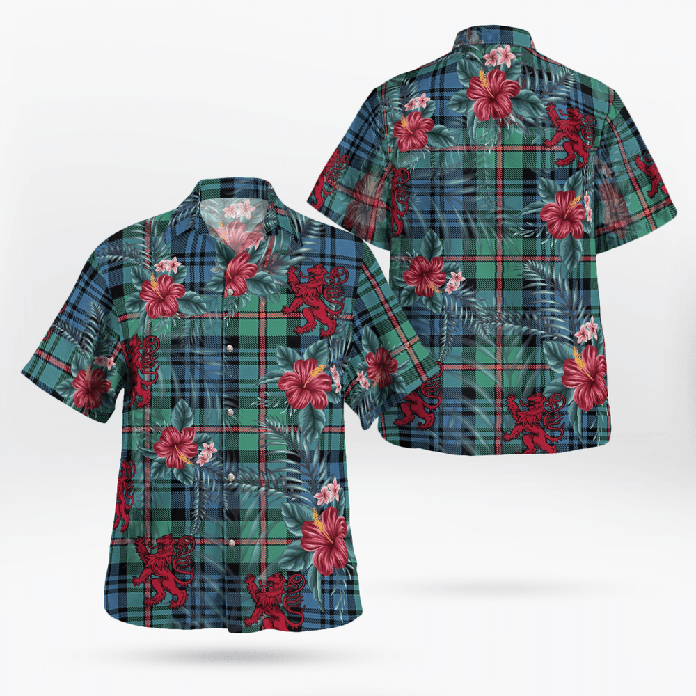 Clan MacKinlay Ancient Tartan Scottish Lion Hawaiian Shirt LF63 MacKinlay Ancient Tartan Tartan Hawaii Shirt