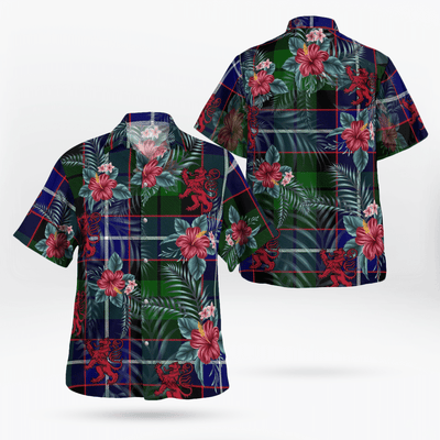 Clan Russell Modern Tartan Scottish Lion Hawaiian Shirt
