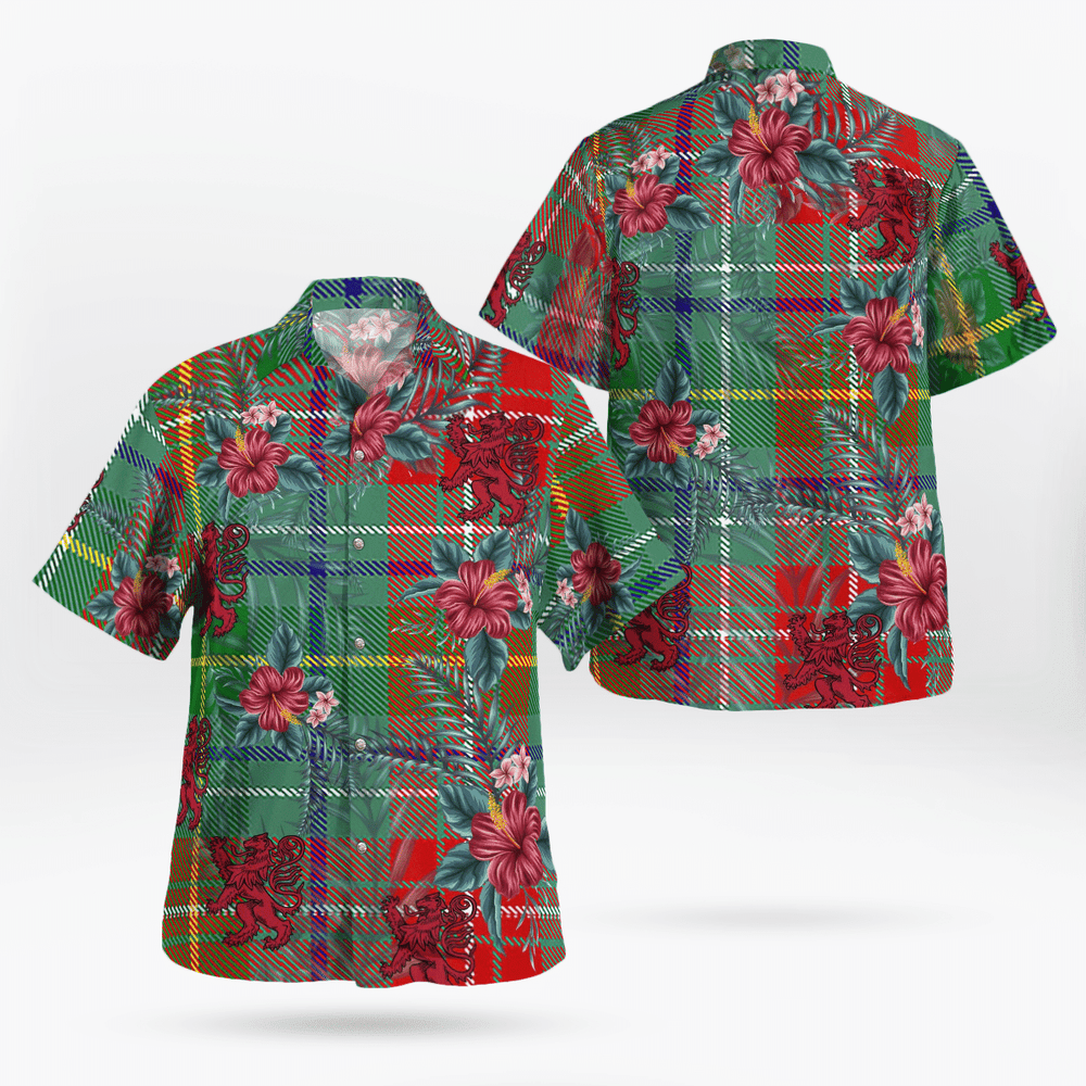 Clan Muirhead Tartan Scottish Lion Hawaiian Shirt FW24 Muirhead Tartan Tartan Hawaii Shirt