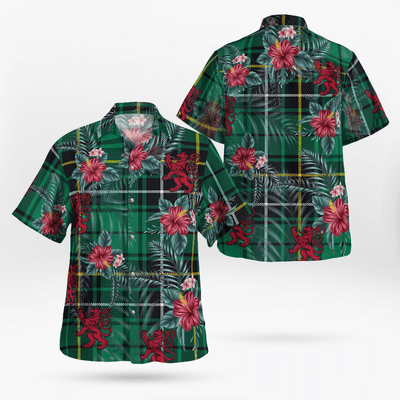 Clan MacAlpine Ancient Tartan Scottish Lion Hawaiian Shirt II66