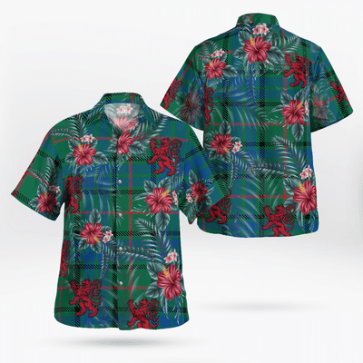 Clan Lauder Tartan Scottish Lion Hawaiian Shirt QZ20