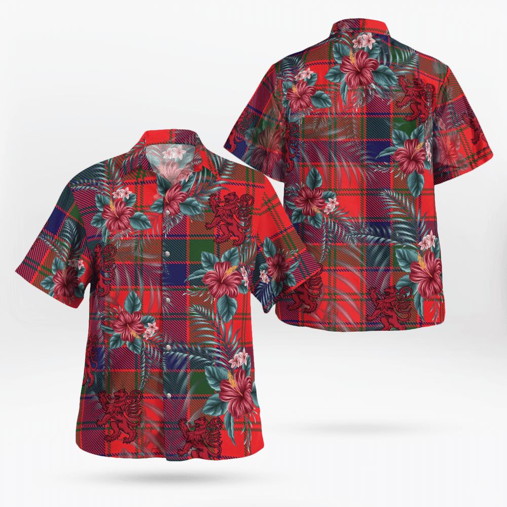 Clan Robertson Modern Tartan Scottish Lion Hawaiian Shirt TK41 Robertson Modern Tartan Tartan Hawaii Shirt