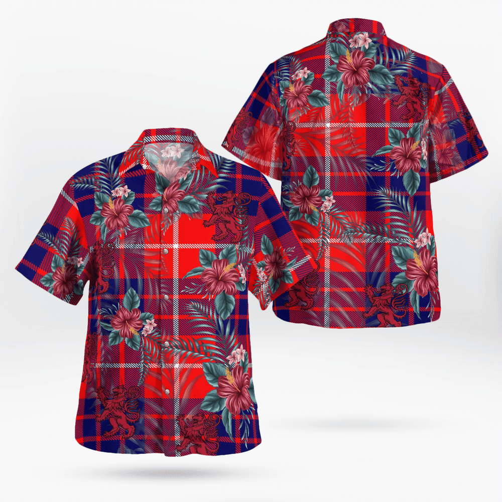Clan Hamilton Modern Tartan Scottish Lion Hawaiian Shirt QV89 Hamilton Modern Tartan Tartan Hawaii Shirt