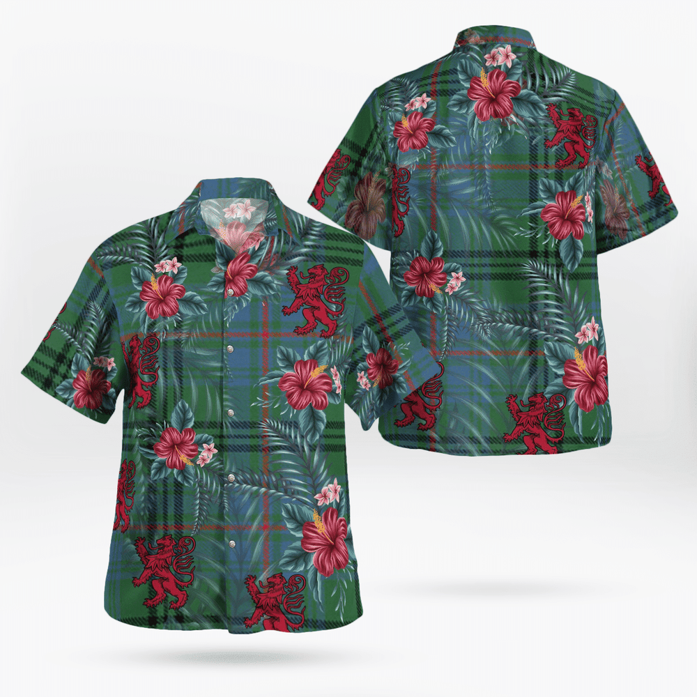 Clan Walker Hunting Ancient Tartan Scottish Lion Hawaiian Shirt GZ52 Walker Hunting Ancient Tartan Tartan Hawaii Shirt