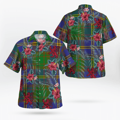 Clan Strange of Balkaskie Tartan Scottish Lion Hawaiian Shirt
