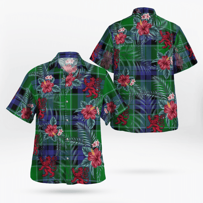 Clan Monteith Tartan Scottish Lion Hawaiian Shirt