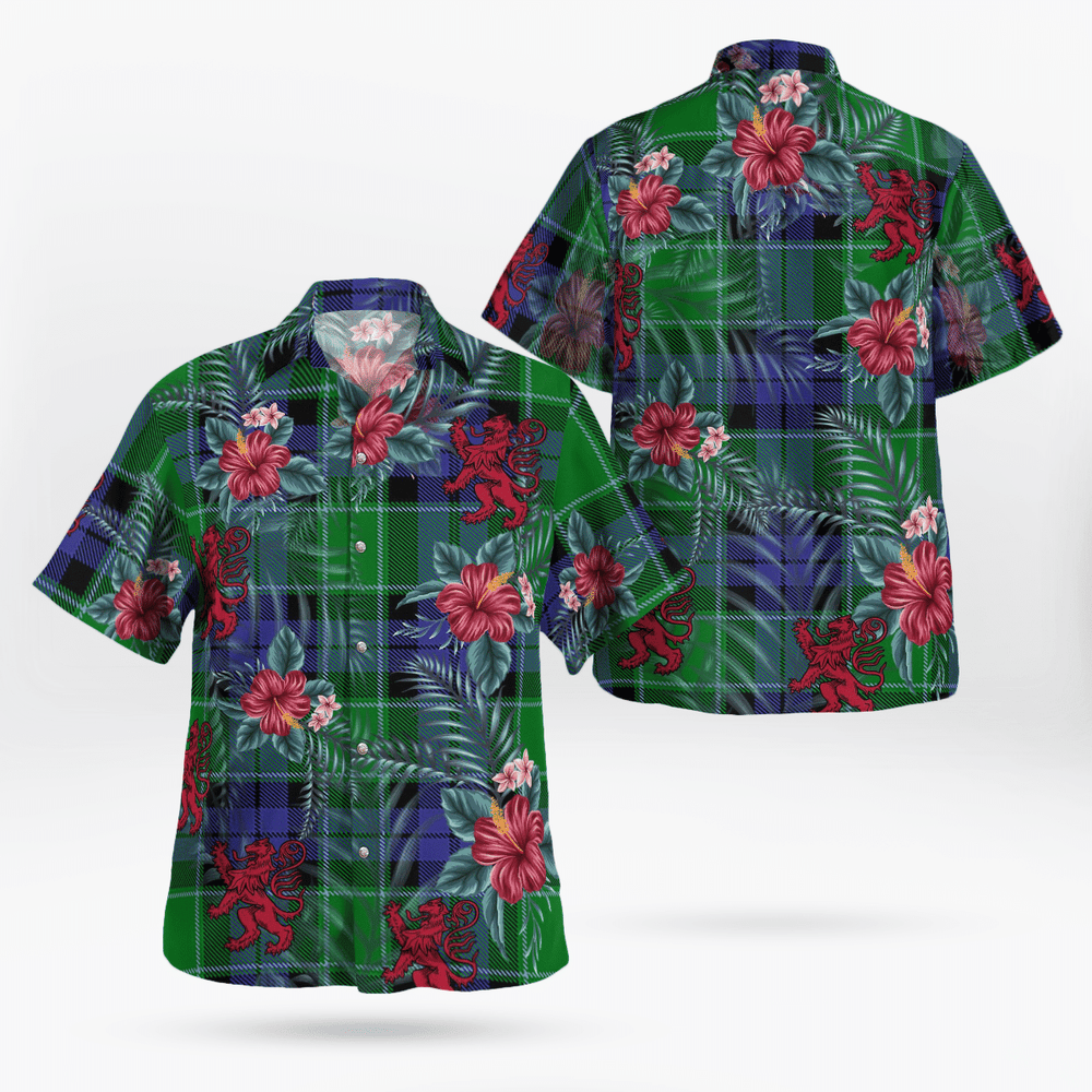 Clan Monteith Tartan Scottish Lion Hawaiian Shirt TI82 Monteith Tartan Tartan Hawaii Shirt