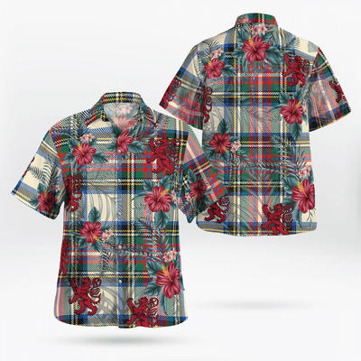 Clan Stewart Dress Ancient Tartan Scottish Lion Hawaiian Shirt ZW96