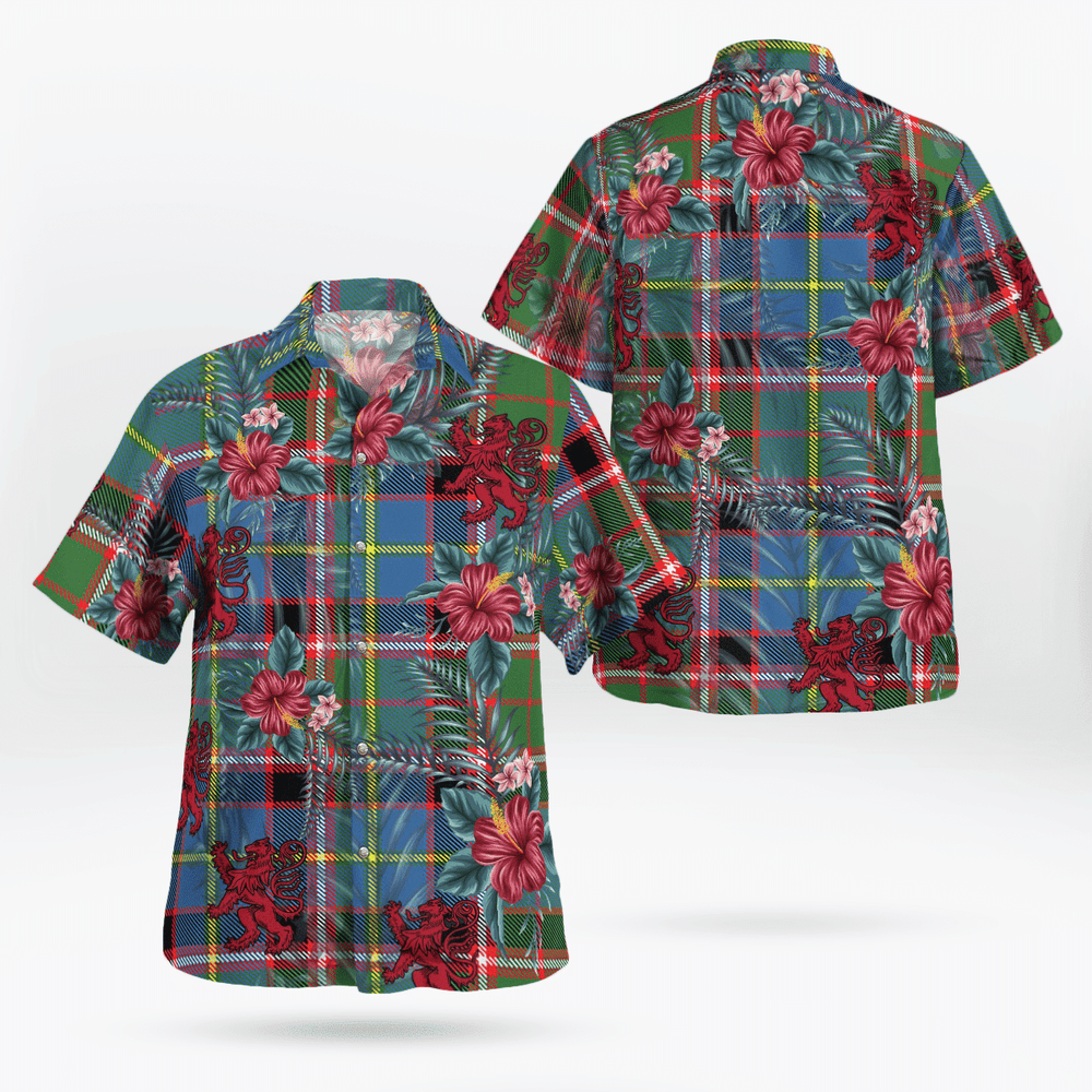 Clan Stirling (of Cadder-Present Chief) Tartan Scottish Lion Hawaiian Shirt VN17 Stirling (of Cadder-Present Chief) Tartan Tartan Hawaii Shirt
