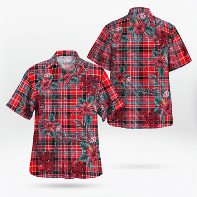 Clan Straiton Aderbeen Tartan Scottish Lion Hawaiian Shirt